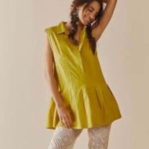 Free people Naomi pleaded lime mini dress tunic